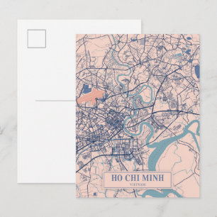 Ho Chi Minh Vietnam luftige Stadtplan Reise Postkarte