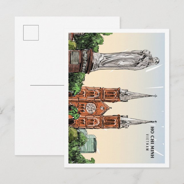 Ho Chi Minh Vietnam Sketch Kunst, Dichtung und Mus Postkarte (Vorne/Hinten)
