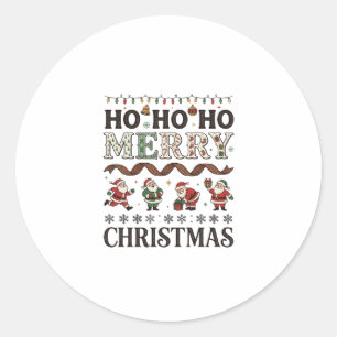 Ho Frohe Weihnachten Santas Kariertes Band Runder Aufkleber