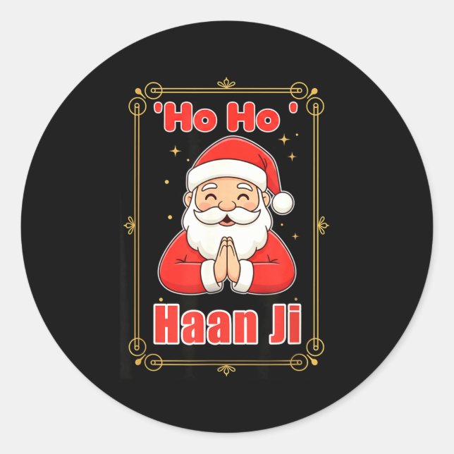 Ho Haan Ji Funny Indian Christmas Humor Design Hin Runder Aufkleber (Vorderseite)