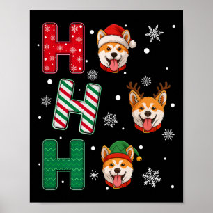 Ho Ho Akita Inu Dog Matching Weihnachtsfeier Poster