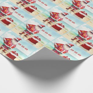Ho Ho Brown Skinned Santa on Beach Weihnachten Geschenkpapier