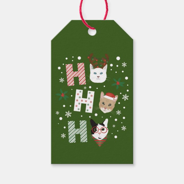 Ho Ho Cats Frohe Weihnachten Geschenkanhänger (Vorderseite)