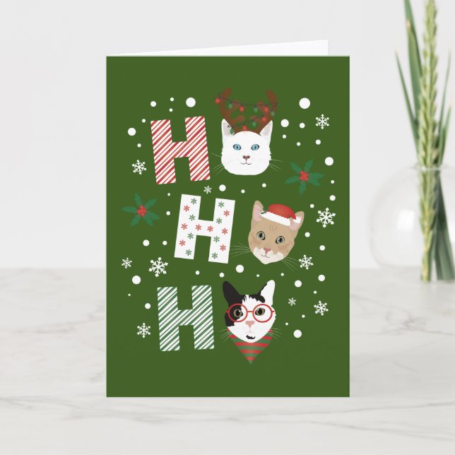 Ho Ho Cats Frohe Weihnachten Karte (Vorderseite)
