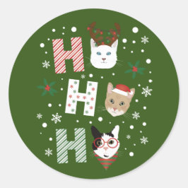 Ho Ho Cats Frohe Weihnachten Runder Aufkleber