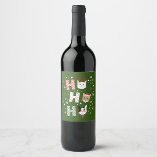 Ho Ho Cats Frohe Weihnachten Weinetikett