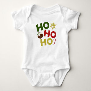 HO HO+Christmas Pudding, Candy, Snowflake Baby Strampler