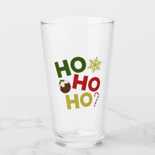 HO HO+Christmas Pudding, Candy, Snowflake Glas