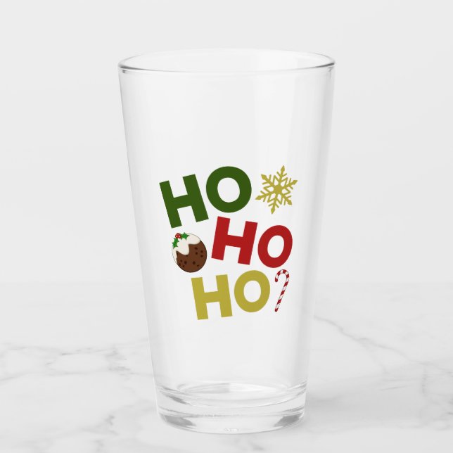 HO HO+Christmas Pudding, Candy, Snowflake Glas (Vorderseite)