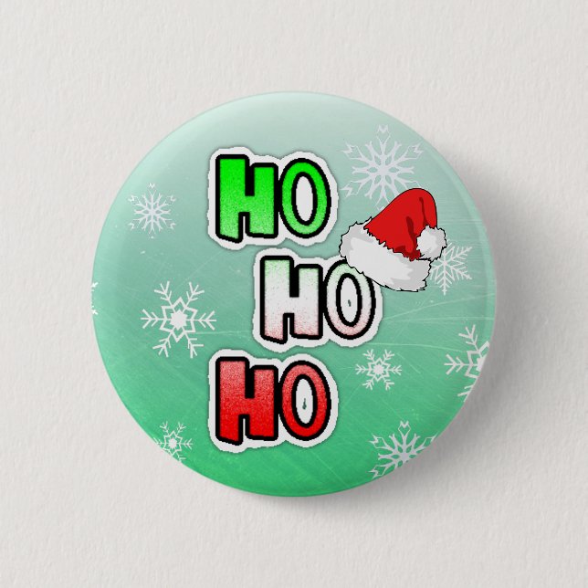 HO HO Frohe Weihnachts-Weihnachtsmannmütze Button (Vorderseite)