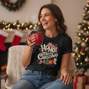 Ho Ho Frohe Weihnachtsbäume Festliche Coquette Wei Tri-Blend Shirt