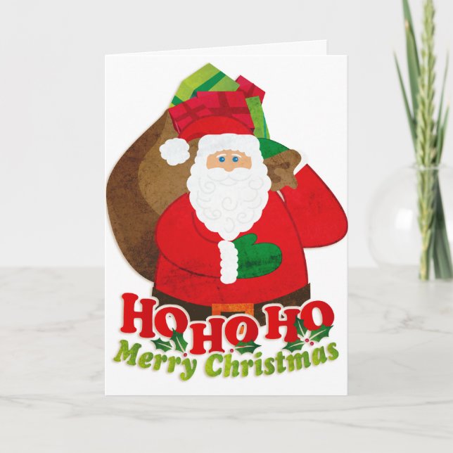 Ho Ho Frohe Weihnachtssanta Sack weiße Karte (Vorderseite)