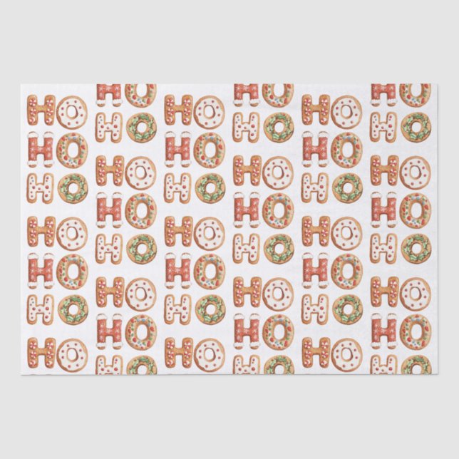 Ho Ho Gingerbread Cookie Weihnachten Seidenpapier (Vorderseite)