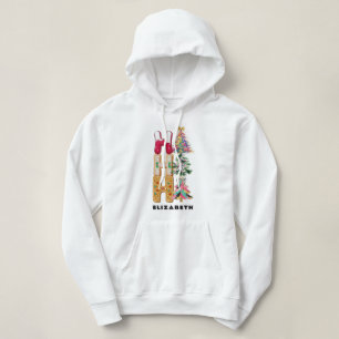 Ho Ho Glitzer Coquette Christmas Black & White Hoodie