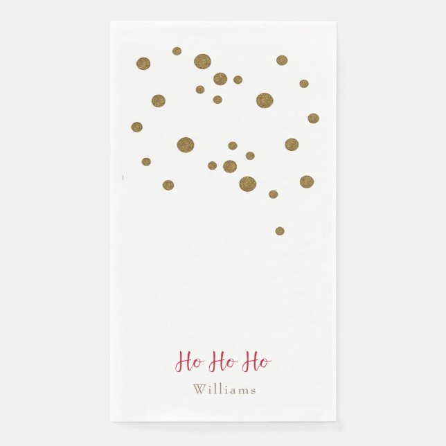 Ho Ho Gold White & Red Custom Holiday Serviette (Vorderseite)
