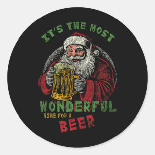 Ho Ho Heilige Ich brauche ein Bier Funny Weihnacht Runder Aufkleber