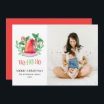 Ho Ho Ho. Aquarellfarbene Blumenweihnachtszeit. Sa Feiertagskarte<br><div class="desc">Aquarell Weihnachtsfotokarte "Ho Ho Ho".</div>