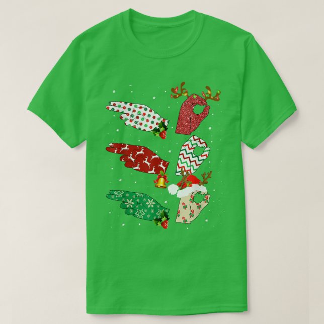 Ho Ho Ho ASL Sign Language Matching Family Pajamas T-Shirt (Design vorne)