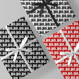 Ho. Ho. Ho. Black, White & Red Chic & Stylish Geschenkpapier Set