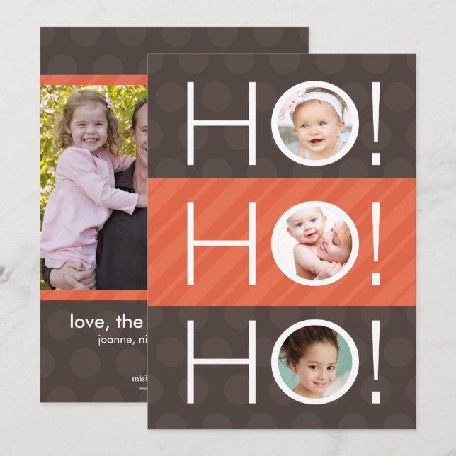 Ho Ho Ho ! Carte de vacances photo double face 4 (Devant / Derrière)
