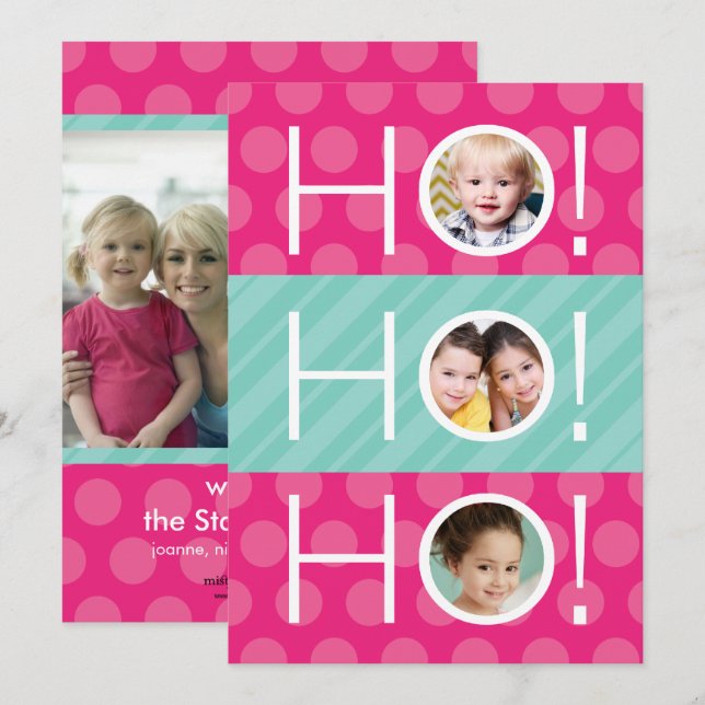 Ho Ho Ho ! Carte de vacances photo double face 4 (Devant / Derrière)
