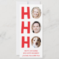Ho Ho Ho Carte photo de vacances avec support à mo