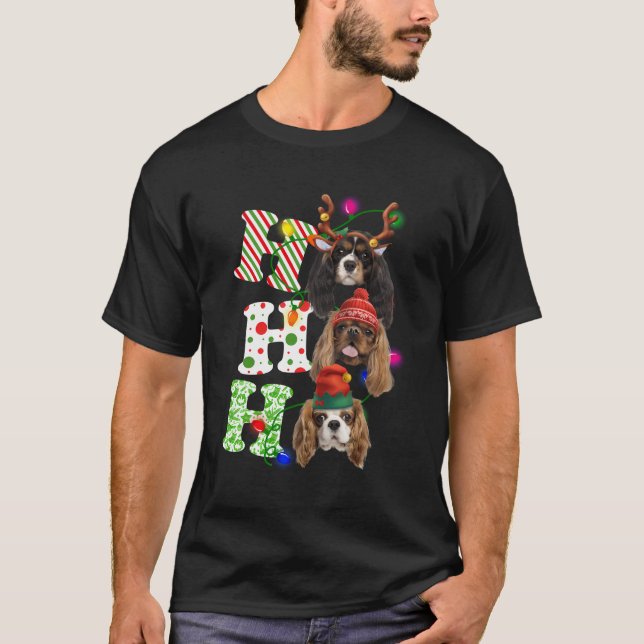 Ho Ho Ho Cavalier King Charles Spaniel Niedlich Ch T-Shirt (Vorderseite)