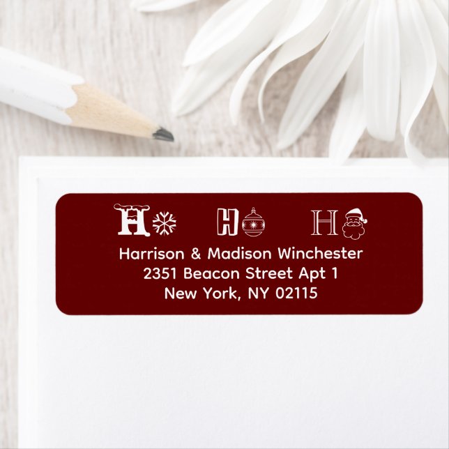 Ho Ho Ho Christmas burgundy maroon wine Address (Insitu)