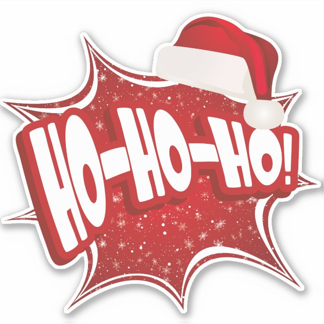 Ho Ho Ho | Christmas Hat Modern Aufkleber (Vorderseite)