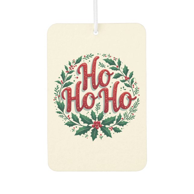 Ho Ho Ho Christmas Wreath Typography Design Autolufterfrischer (Vorderseite)