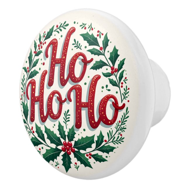 Ho Ho Ho Christmas Wreath Typography Design Keramikknauf (Rechts)
