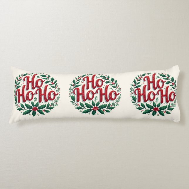 Ho Ho Ho Christmas Wreath Typography Design Seitenschläferkissen (Vorderseite)