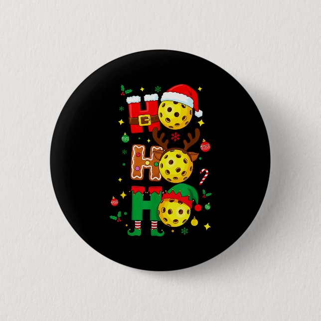 Ho Ho Ho Ckleball Christmas, Funny Paddle Players  Button (Vorderseite)