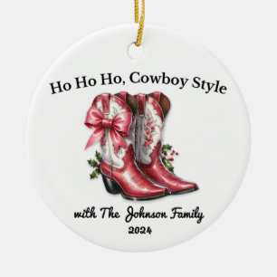 Ho Ho Ho, Cowboy Style Keramik Ornament