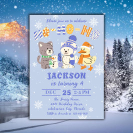 Ho Ho Ho Cute Winter Animals Christmas Birthday Einladung