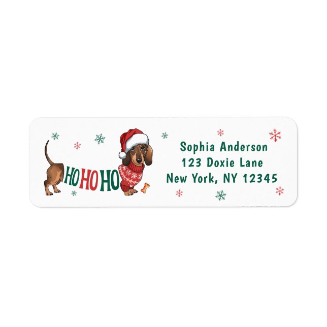 HO-HO-HO DACKEL CHRISTMAS RÜCKKEHR-ADRESSETIKETT (Vorne)