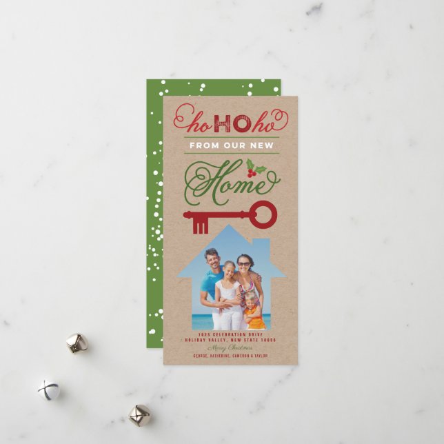 Ho Ho Ho De Notre Nouvelle Maison Faire-part de dé (Devant/Arrière en situation)