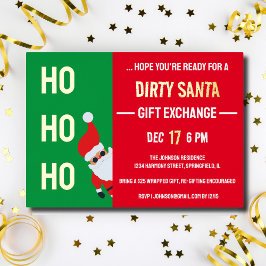 HO HO HO Dirty Santa Geschenk Austausch Weihnachts Folieneinladung