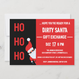 HO HO HO Dirty Weihnachten Party Schwarz und Rot Einladung