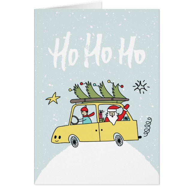 Ho Ho Ho/ Drôle Père Noël & Voiture Illustration d (Devant)