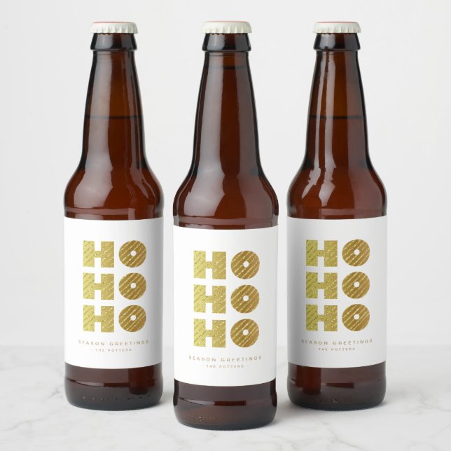 Ho Ho Ho | Einfach festliche Weihnachten Weiß & Go Bierflaschenetikett (Flaschen)