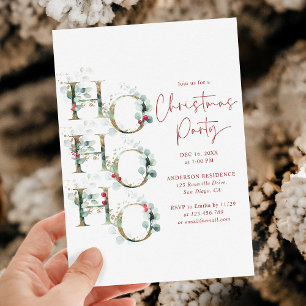 Ho Ho Ho Elegante Red Green Gold Weihnachts-Party Einladung