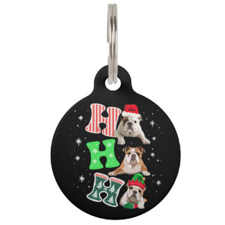 Ho Ho Ho English Bulldog Santa Reindeer Christmas  Haustiermarke
