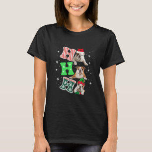 Ho Ho Ho English Bulldog Santa Rentier Weihnachten T-Shirt