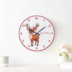 Ho-Ho-Ho! Es ist ein Rentier Große Wanduhr