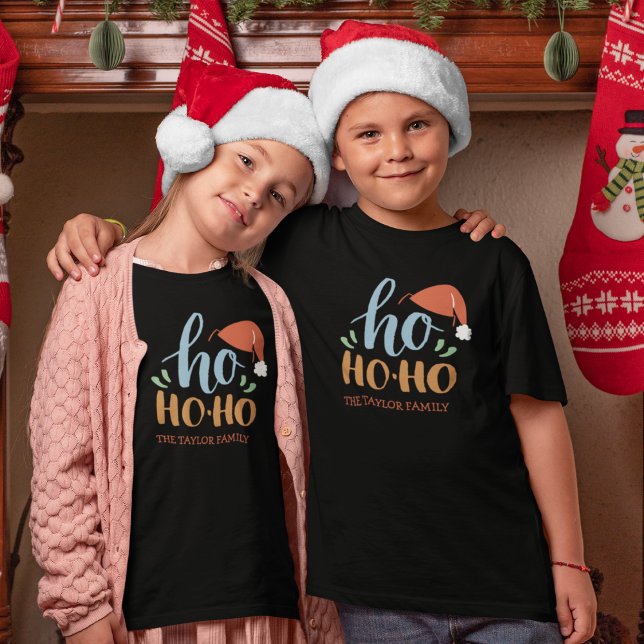 Ho Ho Ho Famille Noël Garçon T-shirt (Créateur téléchargé)