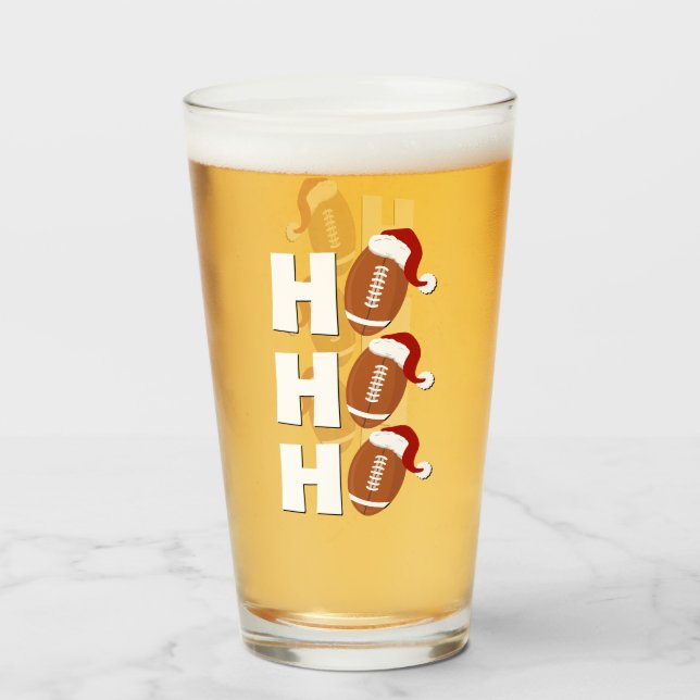 Ho Ho Ho Football | Funny Christmas Season Humor Glas (Vorne (Gefüllt))