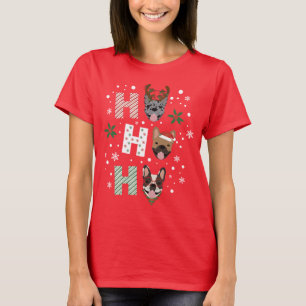 Ho Ho Ho Französische Bulldogge Frohe Weihnachten T-Shirt