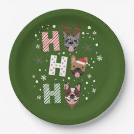 Ho Ho Ho French Bulldog Frohe Weihnachten Pappteller