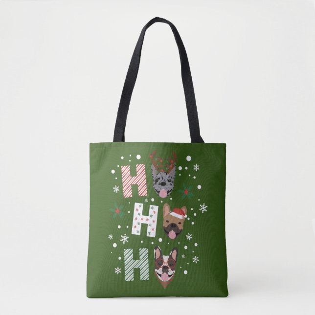 Ho Ho Ho French Bulldog Frohe Weihnachten Tasche (Vorderseite)